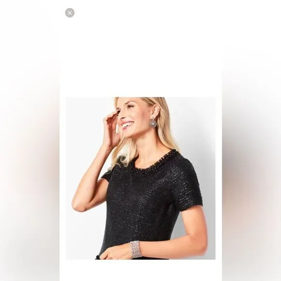 Talbots Dress Black tweed vintage style look Sz2p NWOT $198 retail - Picture 4 of 5